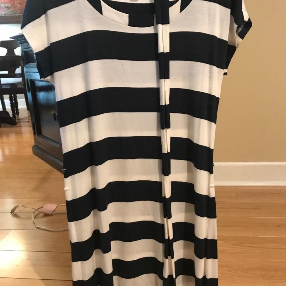 blue and white shirt dress